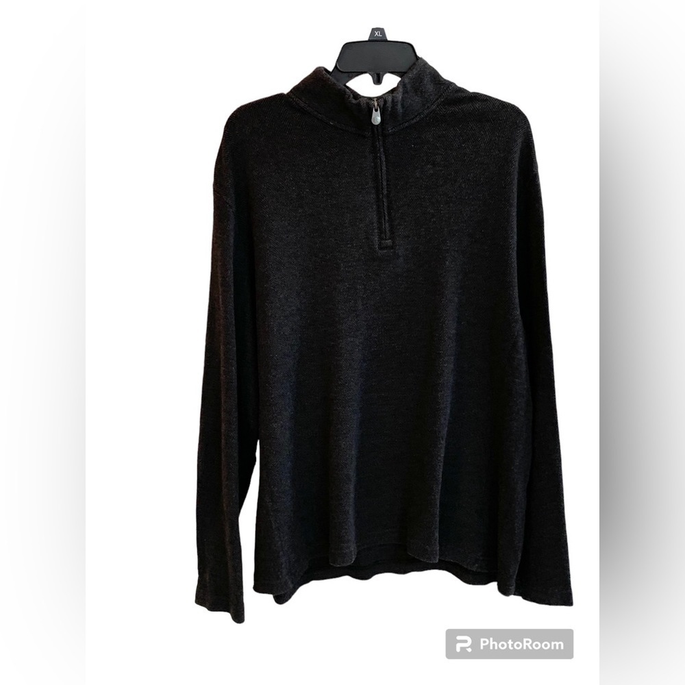 Men’s Jos. A. Bank Reserve 1/4 Zip Herringbone Black/Gray Shirt Sz Large